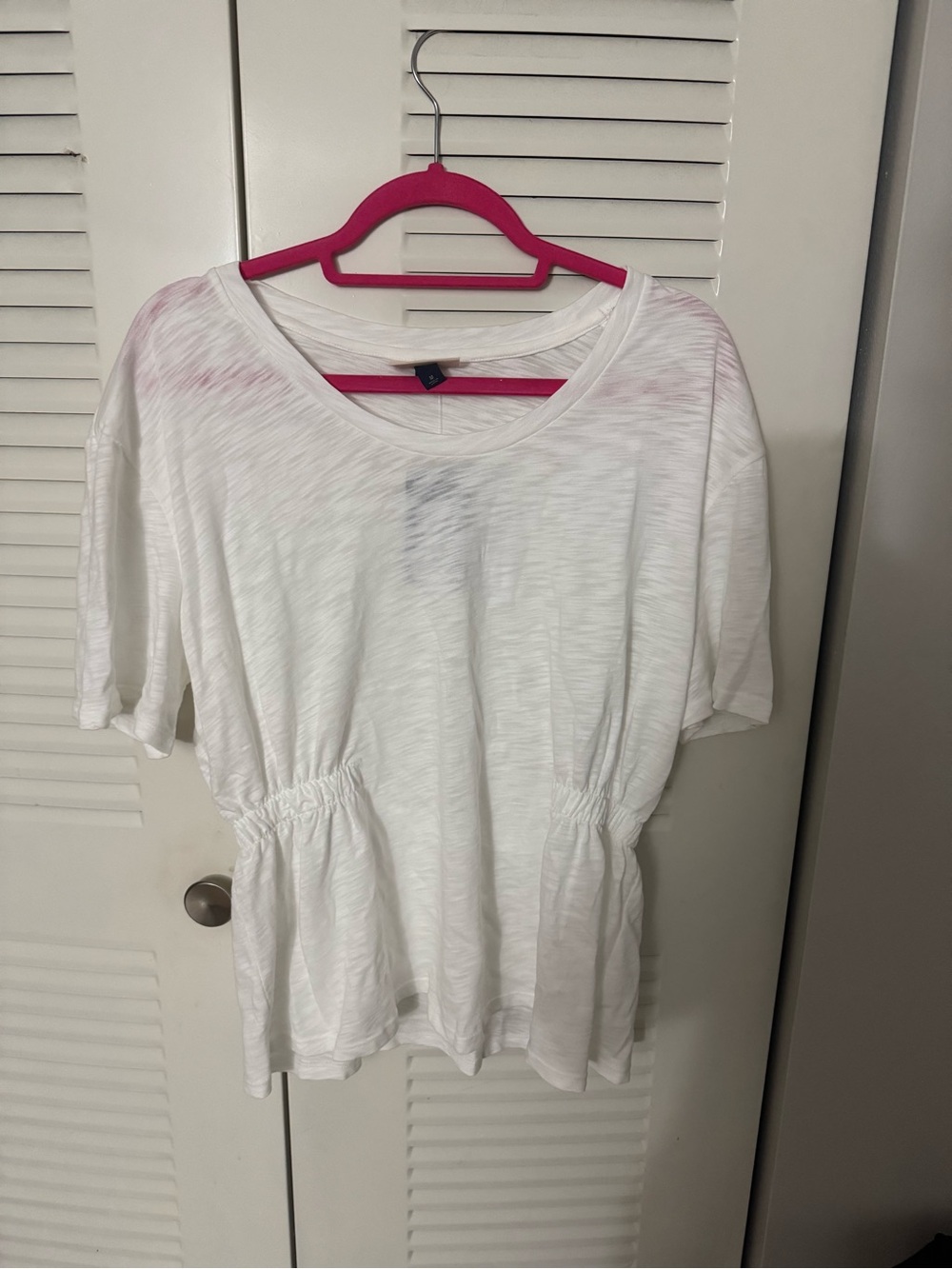 Universal Thread White Short Sleeve Gathered-Waist Tee